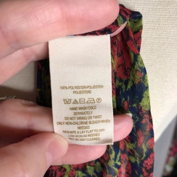 Free People S sheer floral button up red green - Picture 8 of 8